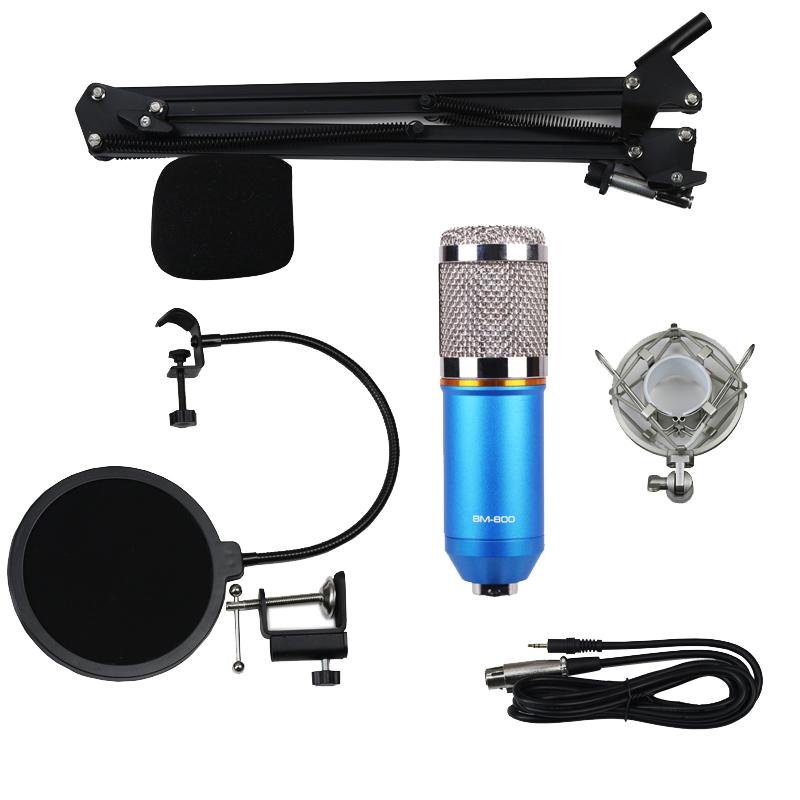 Condenser Microphone BM800 Mic Kit for Studio Recording Broadcasting Blue