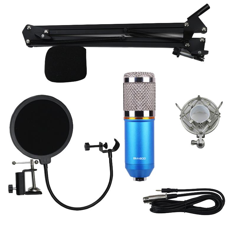 Condenser Microphone BM800 Mic Kit for Studio Recording Broadcasting Blue