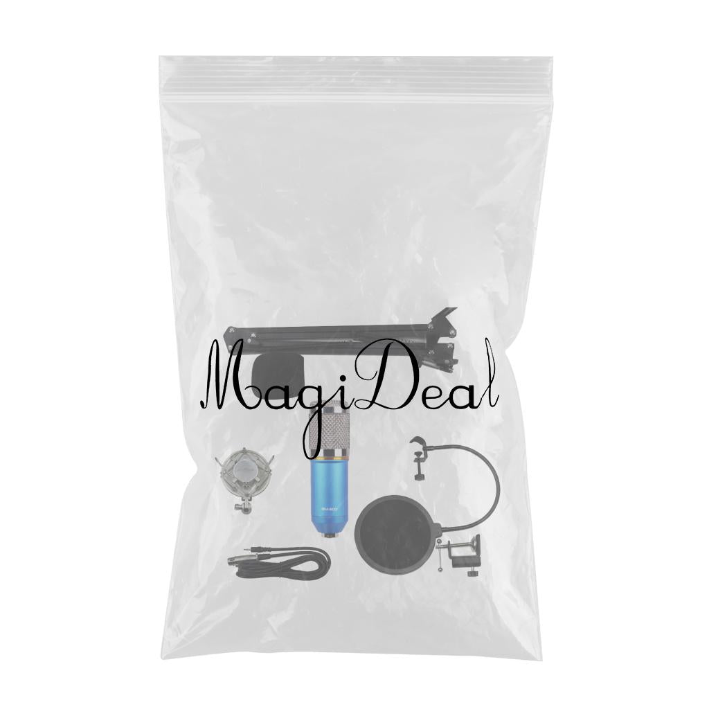 Condenser Microphone BM800 Mic Kit for Studio Recording Broadcasting Blue