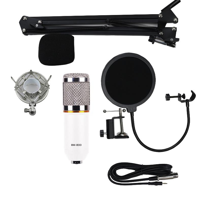 Condenser Microphone BM800 Mic Kit for Studio Recording Broadcasting White