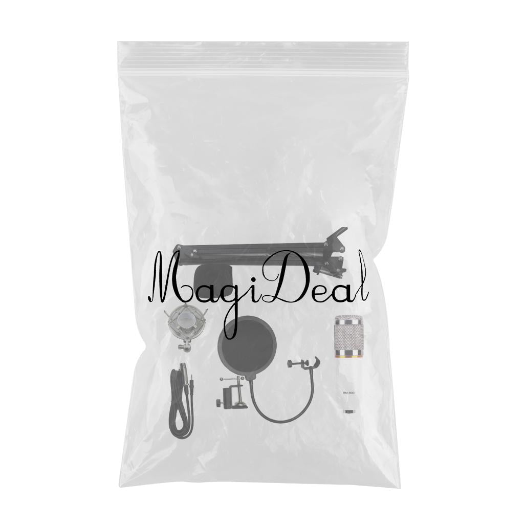 Condenser Microphone BM800 Mic Kit for Studio Recording Broadcasting White