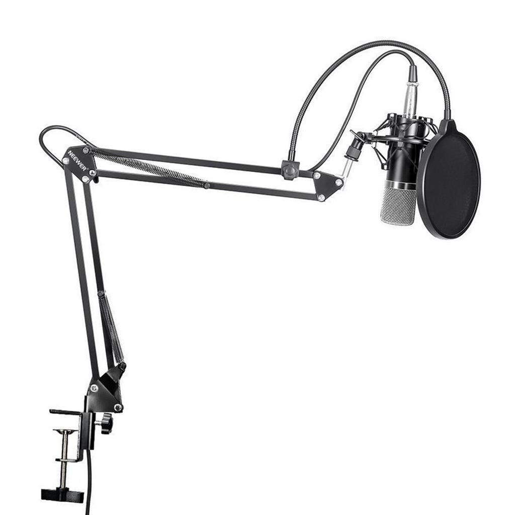 Microphone Windscreen Foam Mic Studio Shield Pop Filter with Stand Clip Set