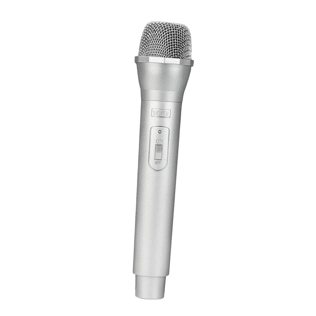 Artificial Plastic Wireless Microphone Props Fake Mic Toy Handheld Silver