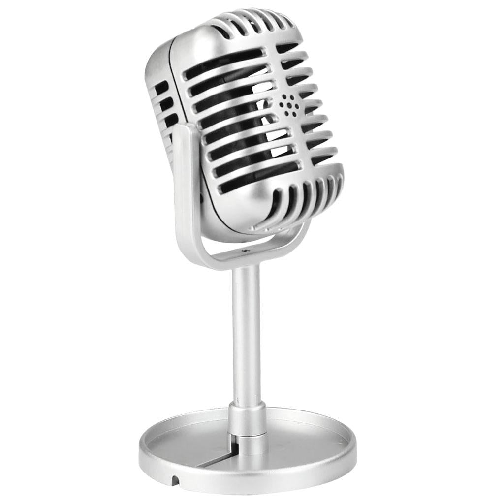 Classic Retro Vintage Style Microphone Prop Photography Props Old Mic Silver