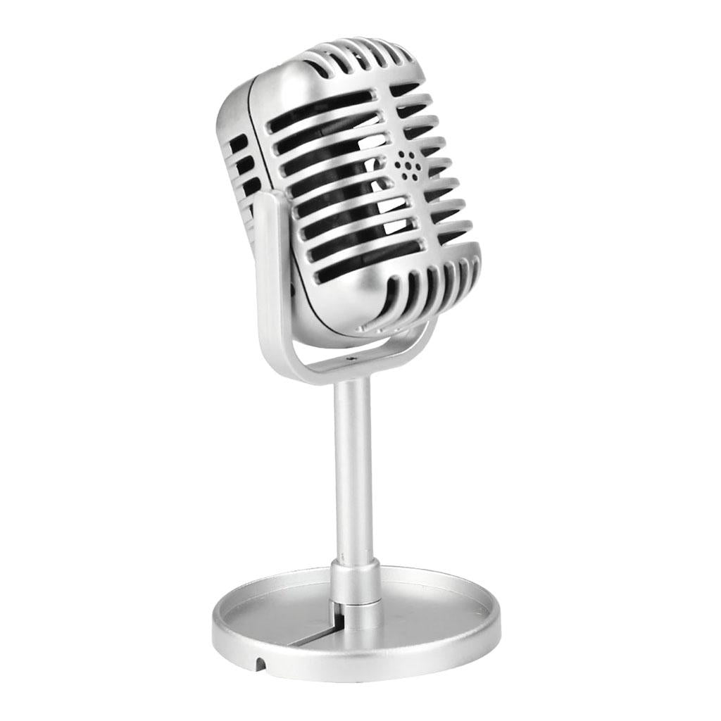 Classic Retro Vintage Style Microphone Prop Photography Props Old Mic Silver