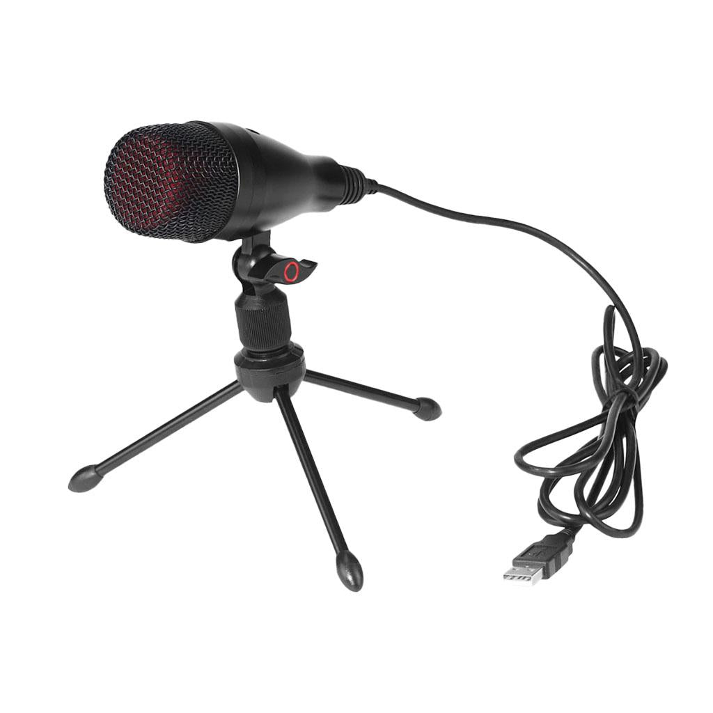 Condenser USB Microphone w/ Tripod Stand for Chat Studio Recording Computer
