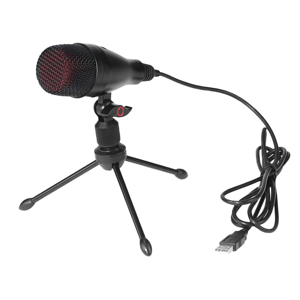 Condenser USB Microphone w/ Tripod Stand for Chat Studio Recording Computer
