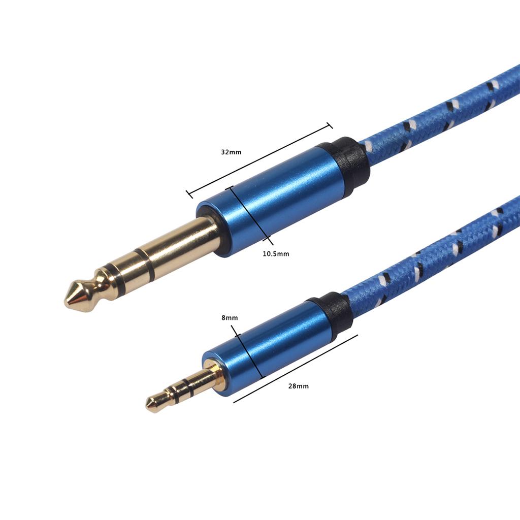 6.35mm 1/4" Male to 3.5mm 1/8" Male Stereo Audio Cable for iPod Amplifier 2m
