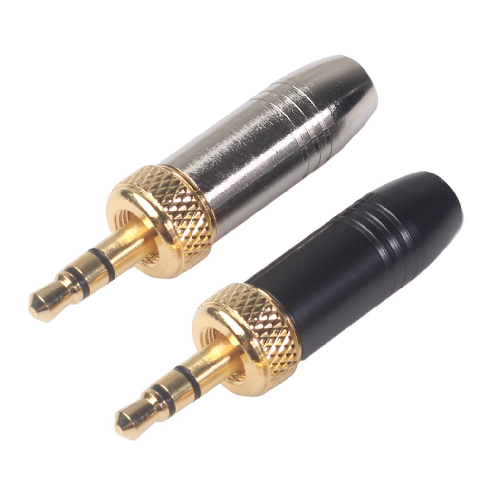 3.5mm Stereo Welded Male Plug for Collar-clip wireless microphone Black