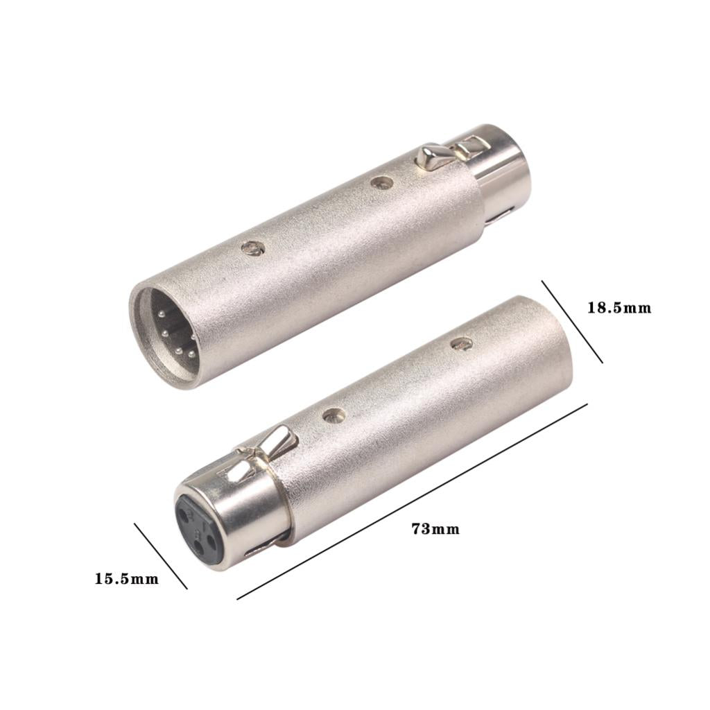 Zinc Alloy 3 Pin Female to 5 Pin XLR Male Audio Adapter Connector