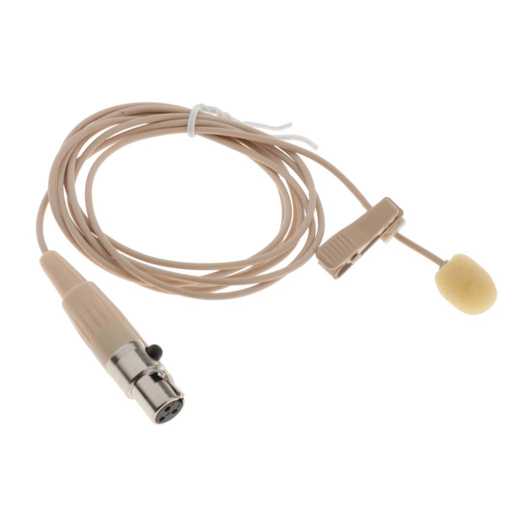 XLR 3-Pin 4-Pin Clip-On Lapel Lavalier Microphone 51" 1.3m Cable Mic 3-pin