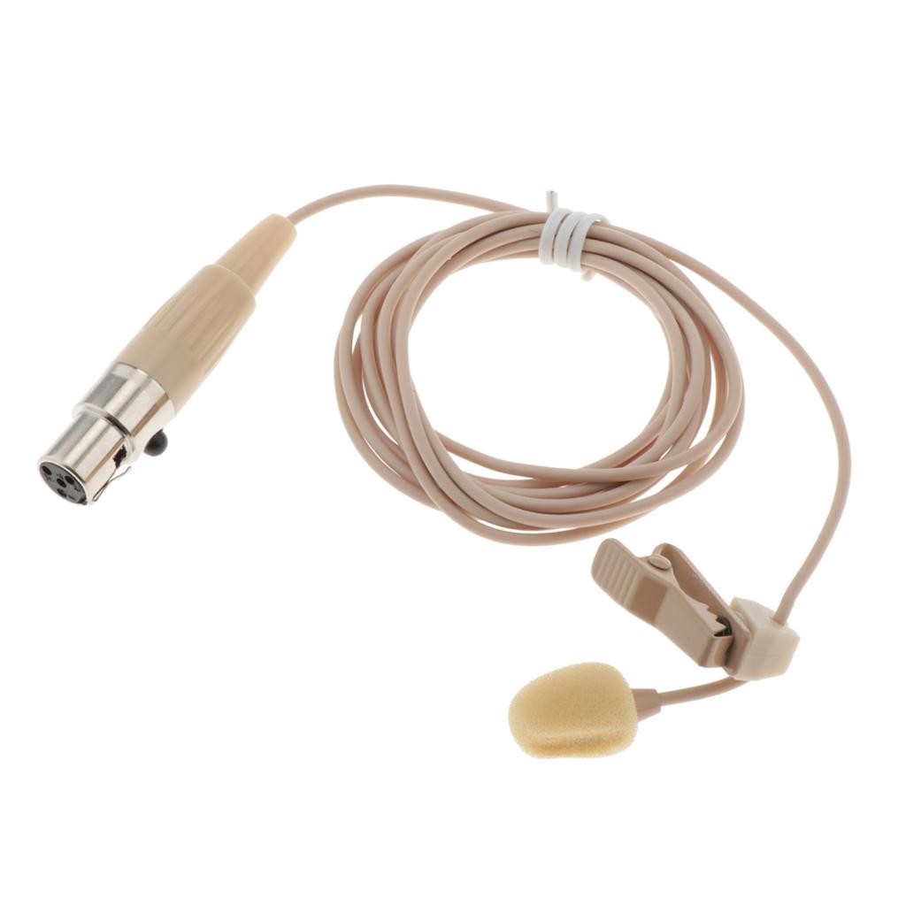 XLR 3-Pin 4-Pin Clip-On Lapel Lavalier Microphone 51" 1.3m Cable Mic 4-pin