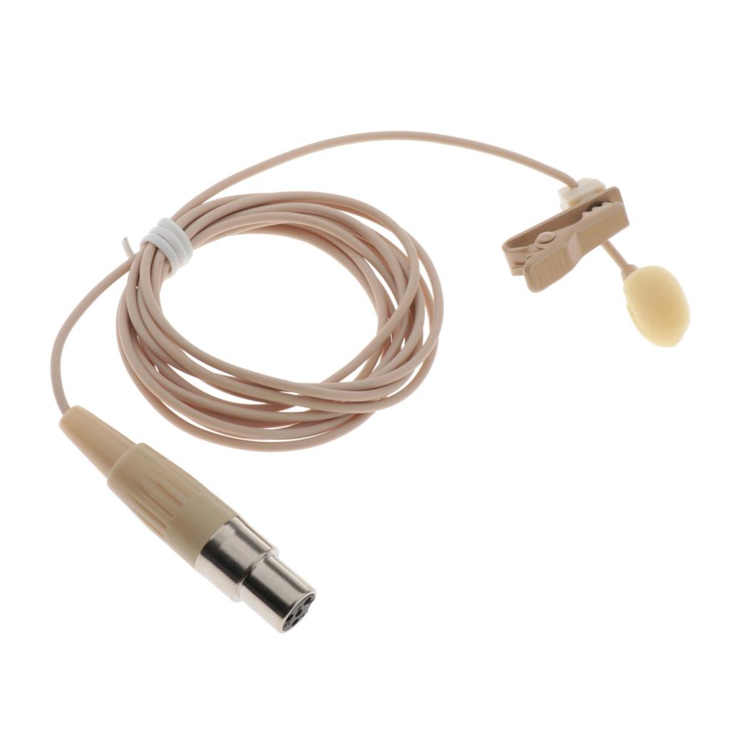 XLR 3-Pin 4-Pin Clip-On Lapel Lavalier Microphone 51" 1.3m Cable Mic 4-pin