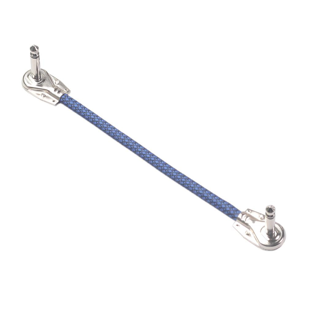 Guitar Pedal Cable M to M Right Angle 20cm 6.35mm Cables for Effect Blue