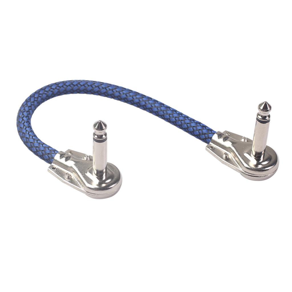 Guitar Pedal Cable M to M Right Angle 20cm 6.35mm Cables for Effect Blue