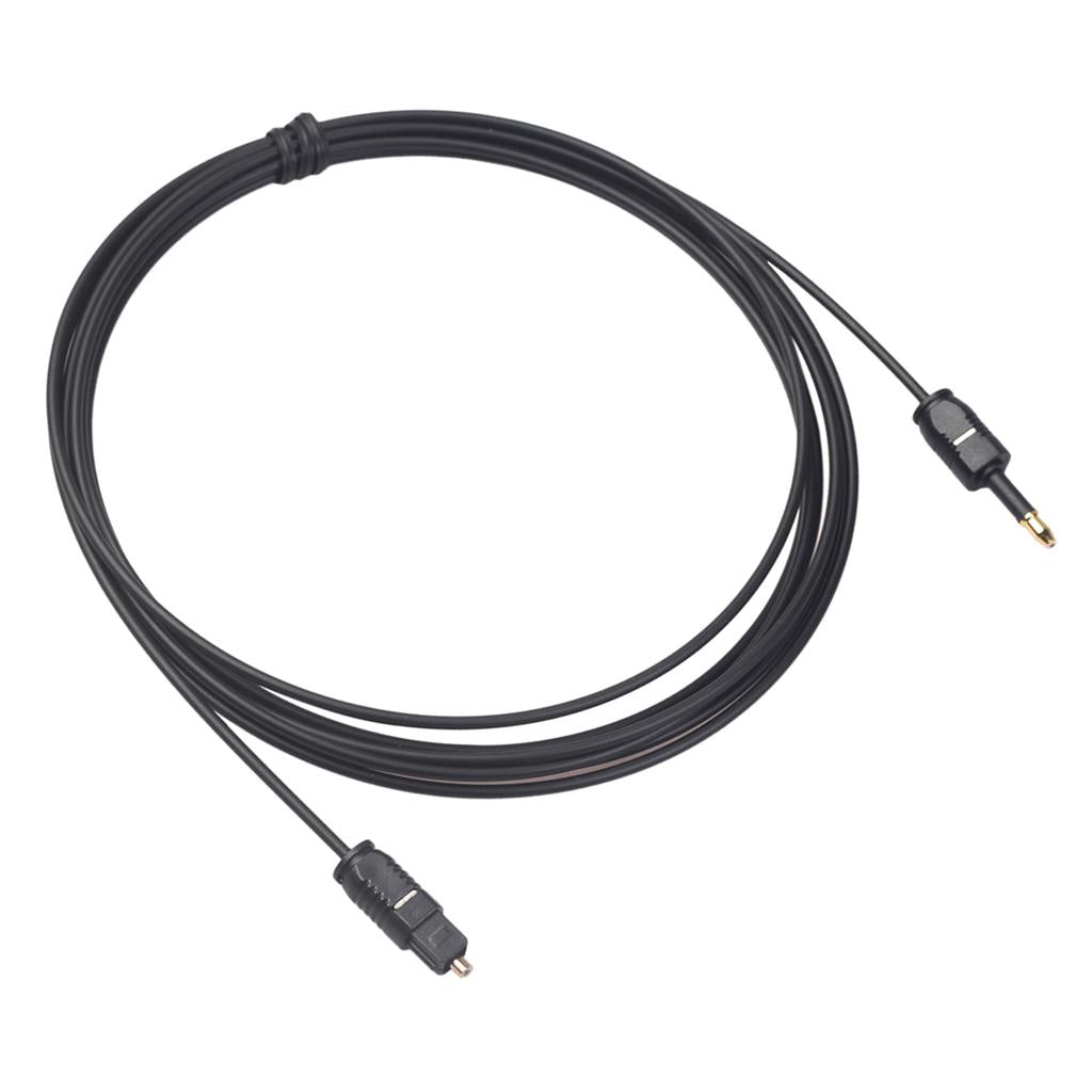 Black Audio Cable TOSlink Plug to MINI-TOSLink OPTICAL 3.5mm Jack 3meters