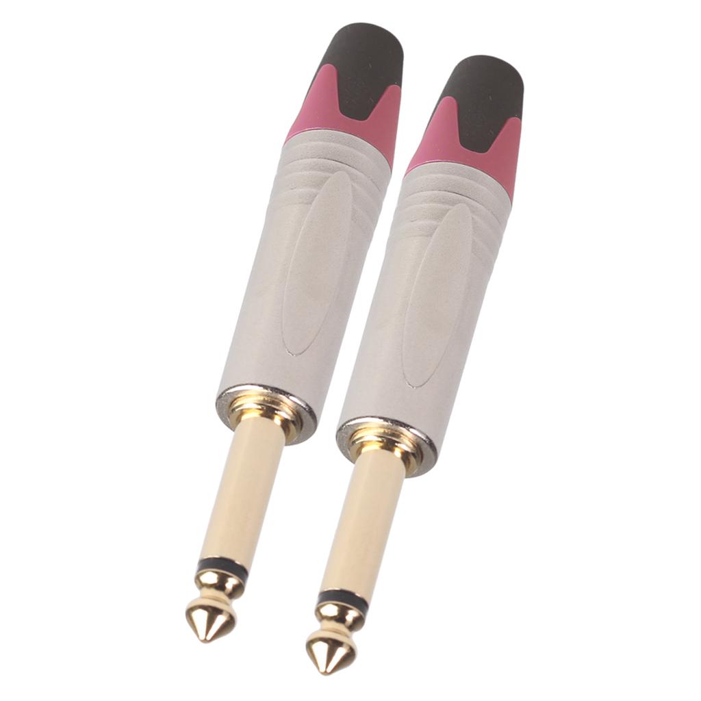 2pcs 6.35mm Mono Jack Connector for DIY Audio Microphone Soldering Adapter