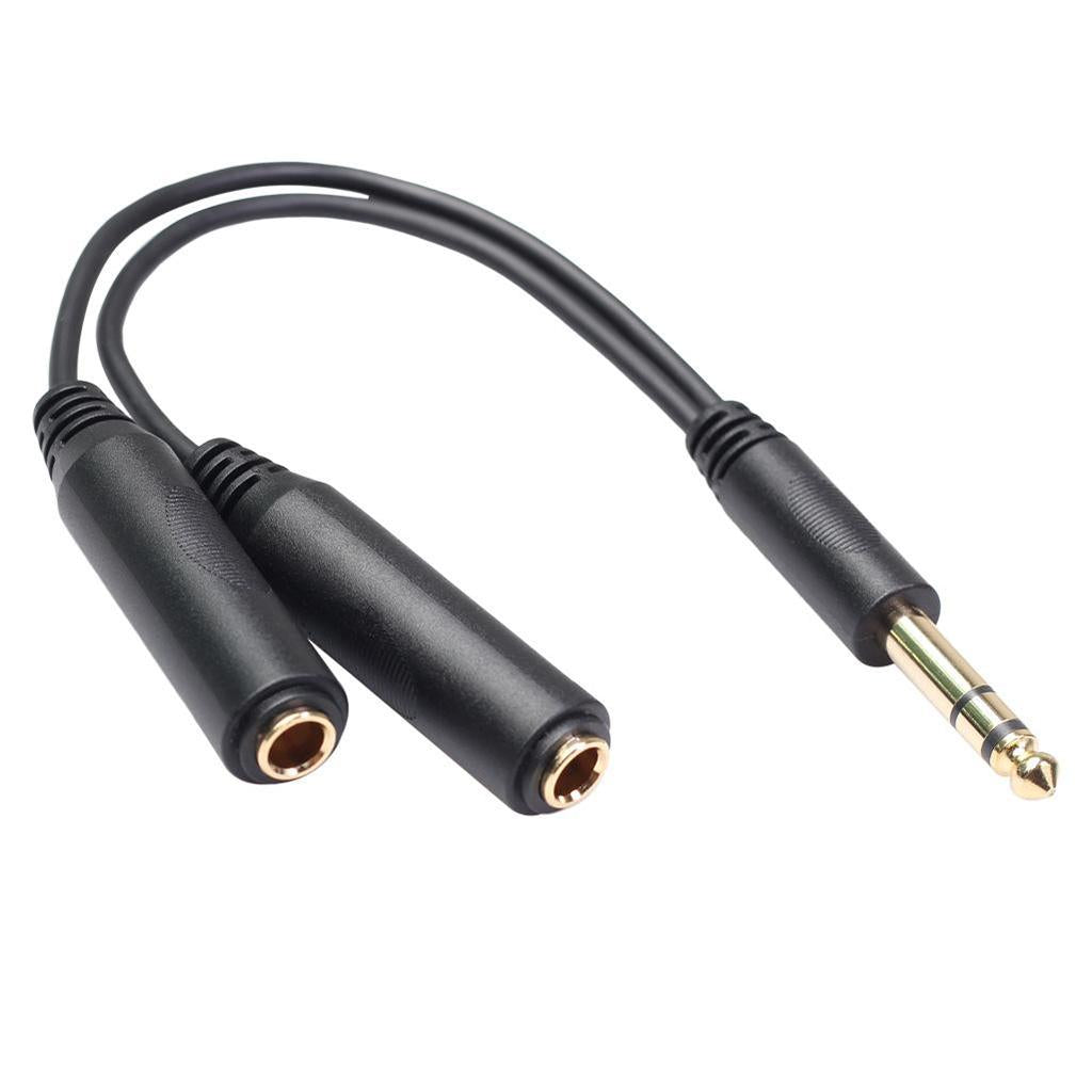20cm 6.35mm 1/4" Stereo Male to 2x 1/4" Female Y Splitter Adapter Cable