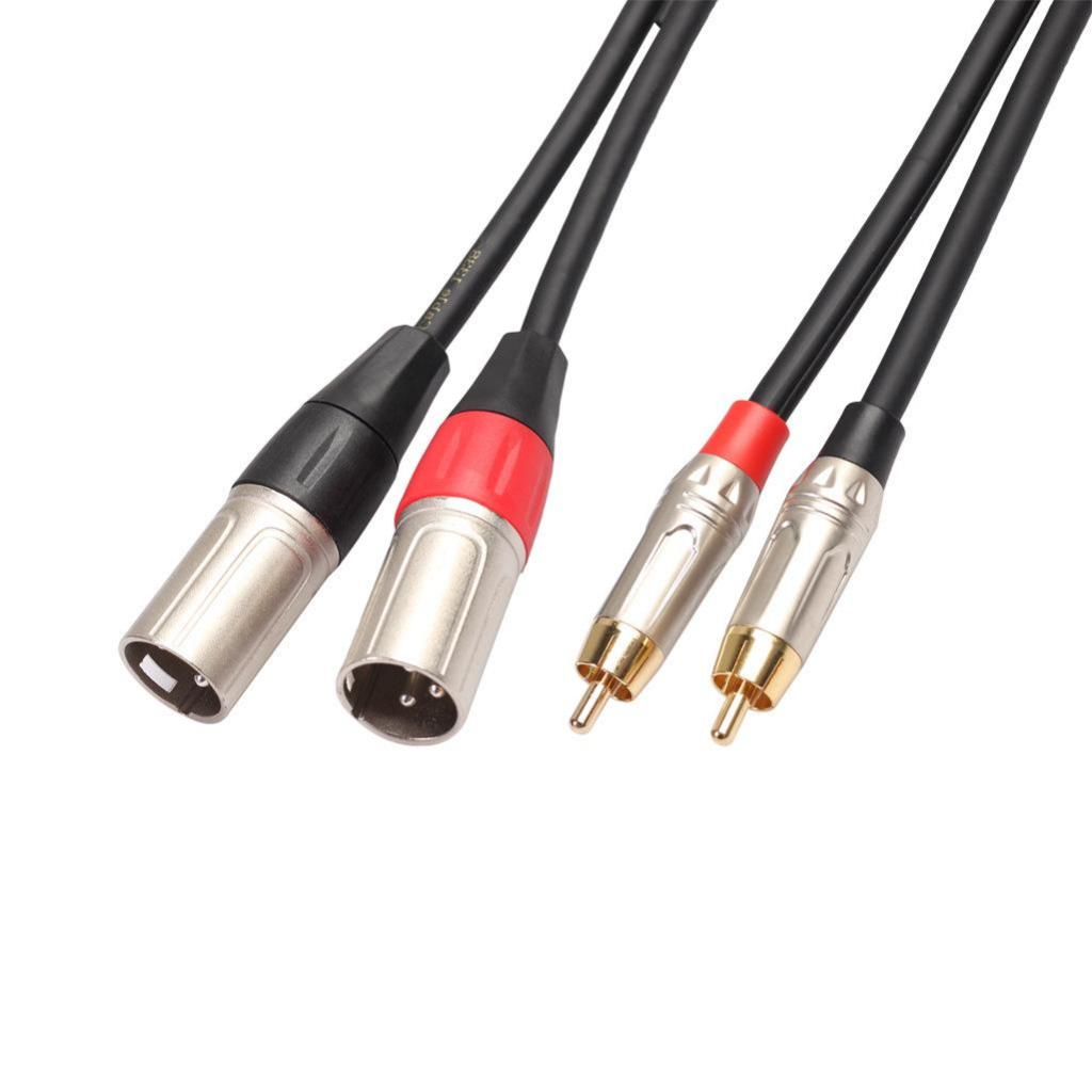 Dual XLR Male to Dual RCA Male Patch Cable - 2-XLRM to 2-RCA Audio Cord 1.8M