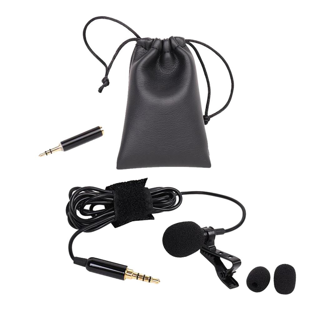 Mini Lavalier Lapel Microphone with Easy Clip w/ 3pcs Mic Cover for Phone PC