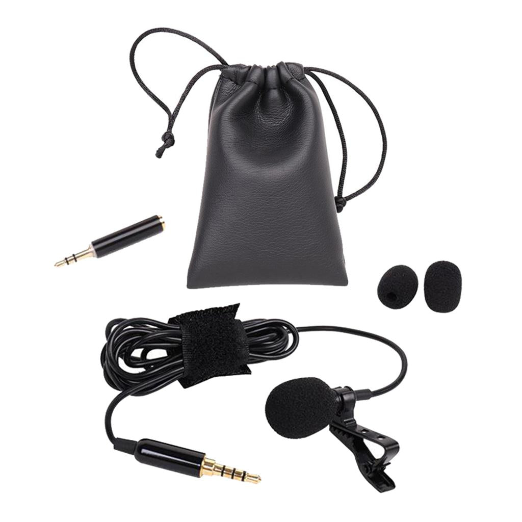 Mini Lavalier Lapel Microphone with Easy Clip w/ 3pcs Mic Cover for Phone PC