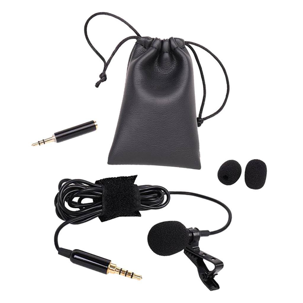 Mini Lavalier Lapel Microphone with Easy Clip w/ 3pcs Mic Cover for Phone PC
