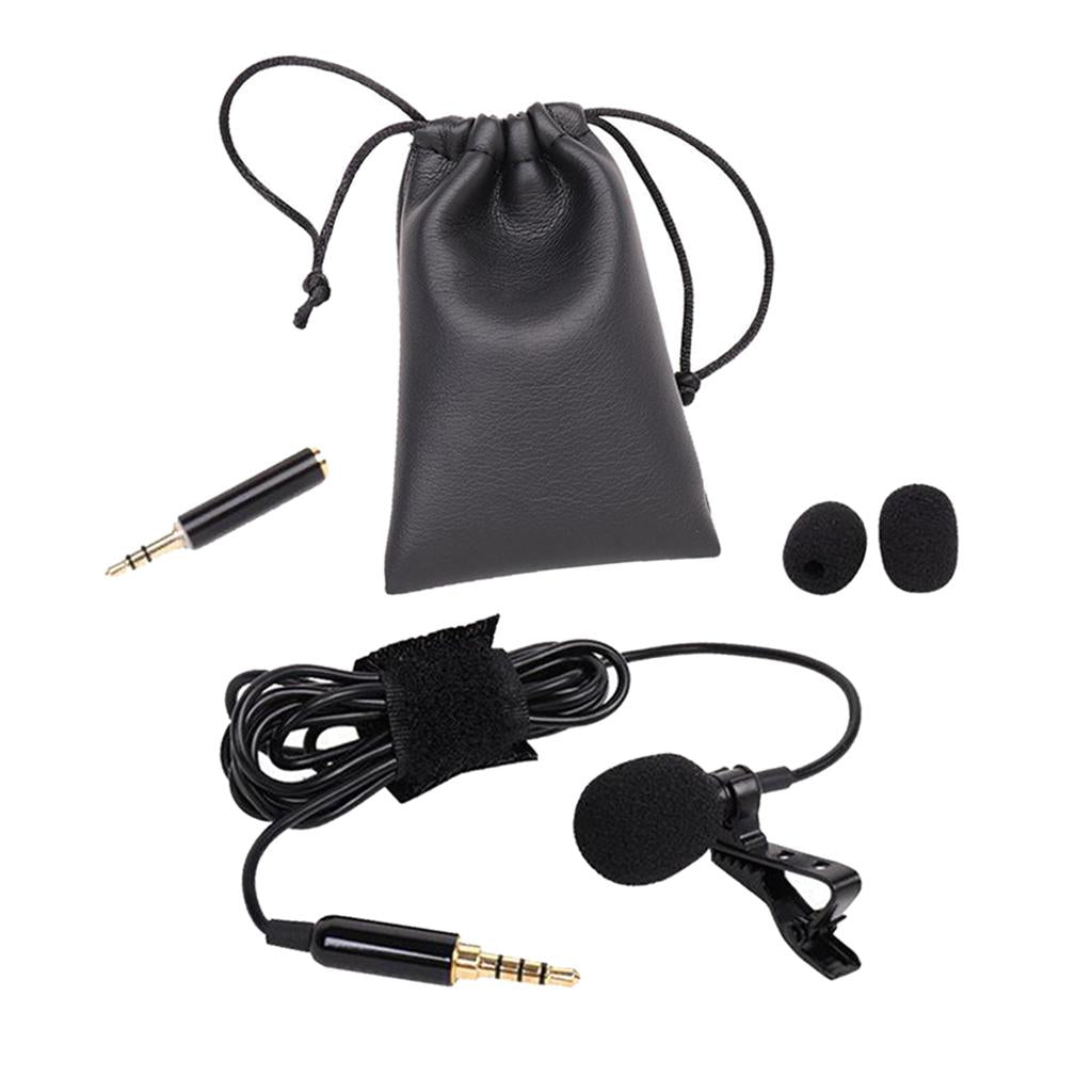 Mini Lavalier Lapel Microphone with Easy Clip w/ 3pcs Mic Cover for Phone PC