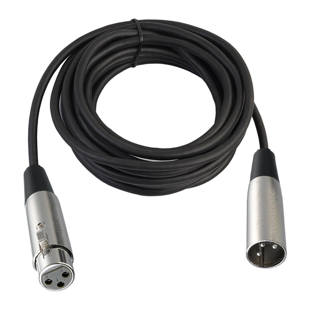 BLACK XLR 3 pin MALE TO FEMALE MIC MICROPHONE PATCH EXTENSION CABLE 16ft