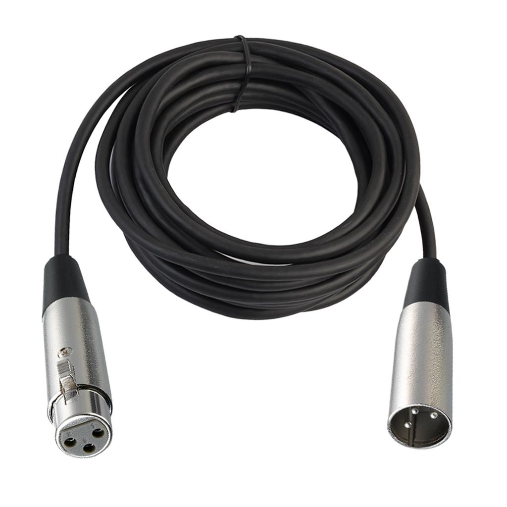 BLACK XLR 3 pin MALE TO FEMALE MIC MICROPHONE PATCH EXTENSION CABLE 16ft