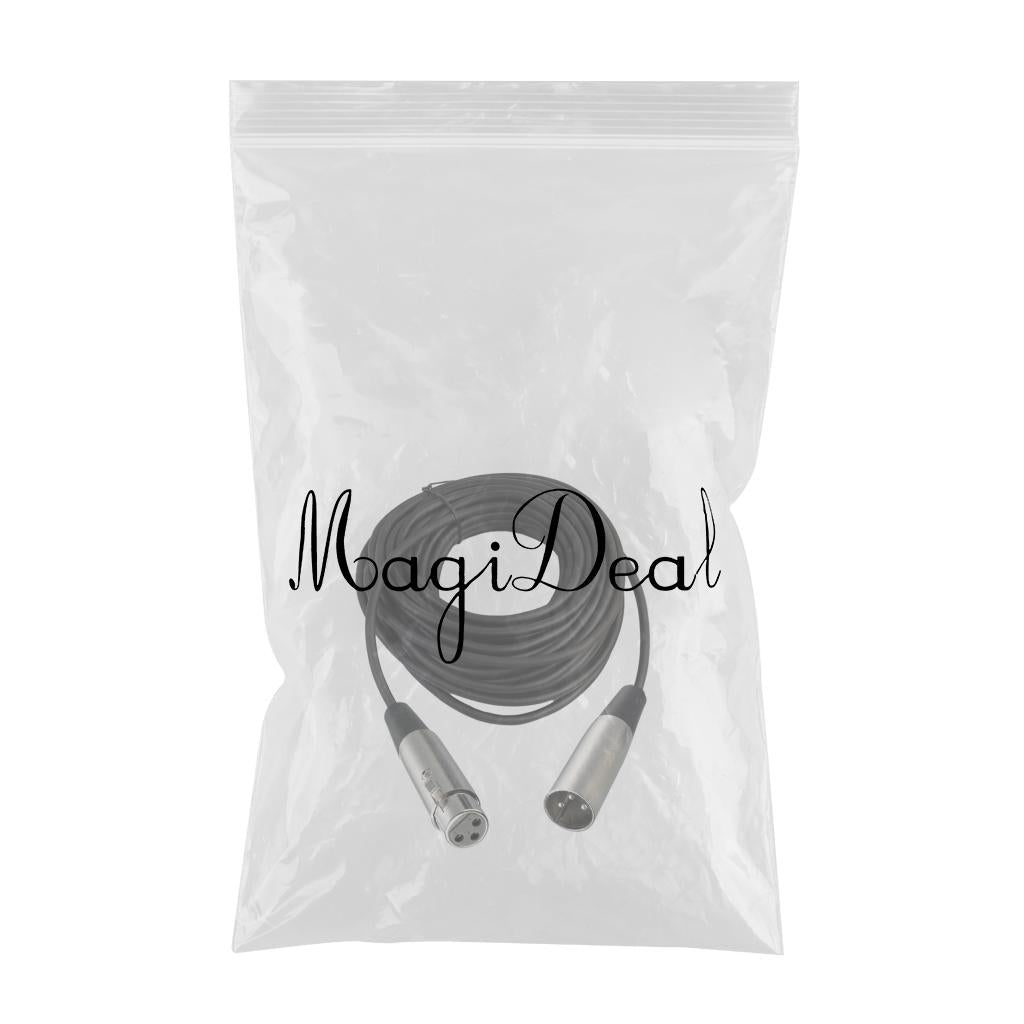 BLACK XLR 3 pin MALE TO FEMALE MIC MICROPHONE PATCH EXTENSION CABLE 65ft