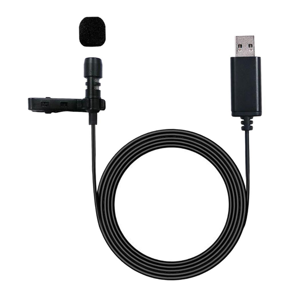 USB External Microphone W/ Collar Clip Mic & Cable for Smartphone Laptop PC