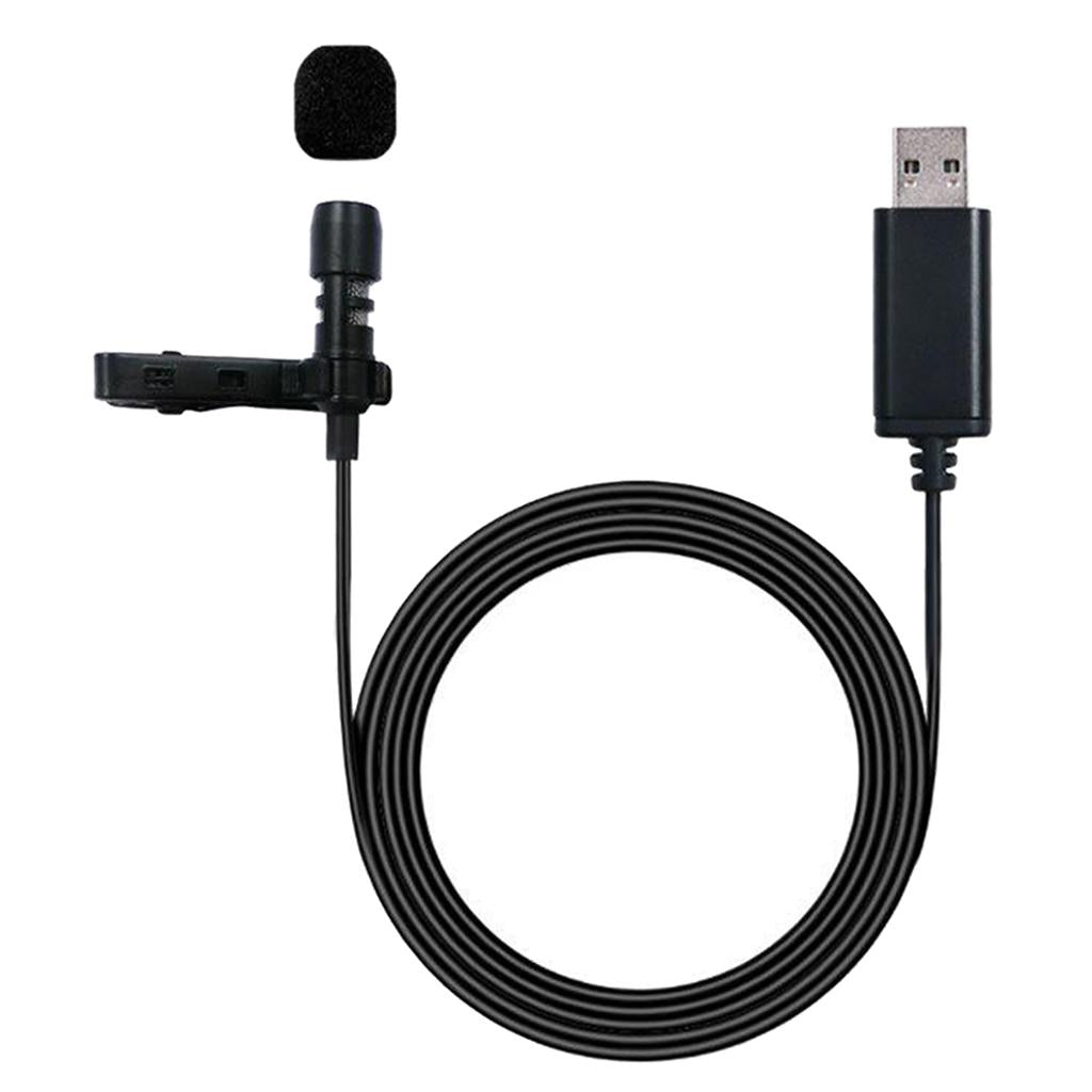 USB External Microphone W/ Collar Clip Mic & Cable for Smartphone Laptop PC