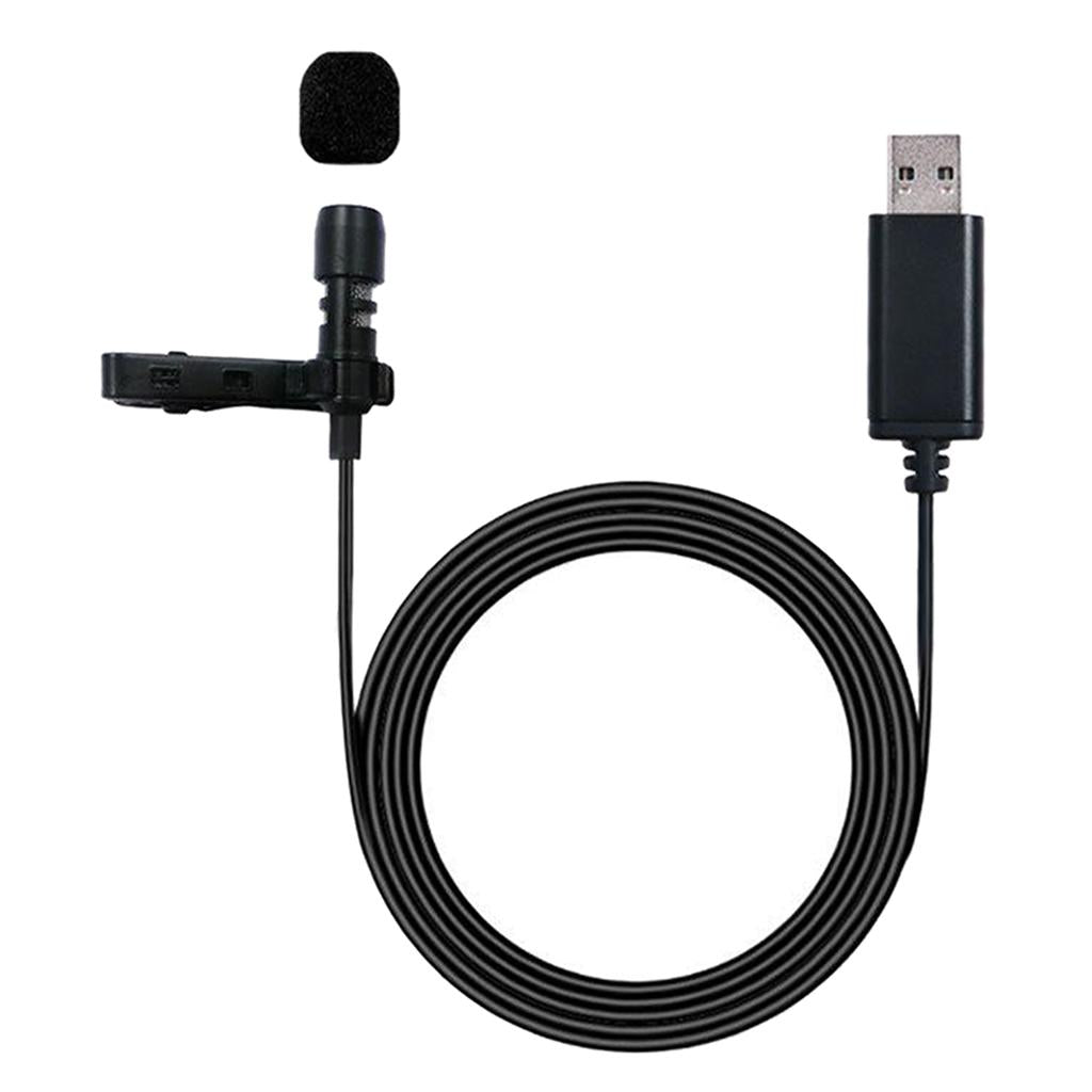 USB External Microphone W/ Collar Clip Mic & Cable for Smartphone Laptop PC