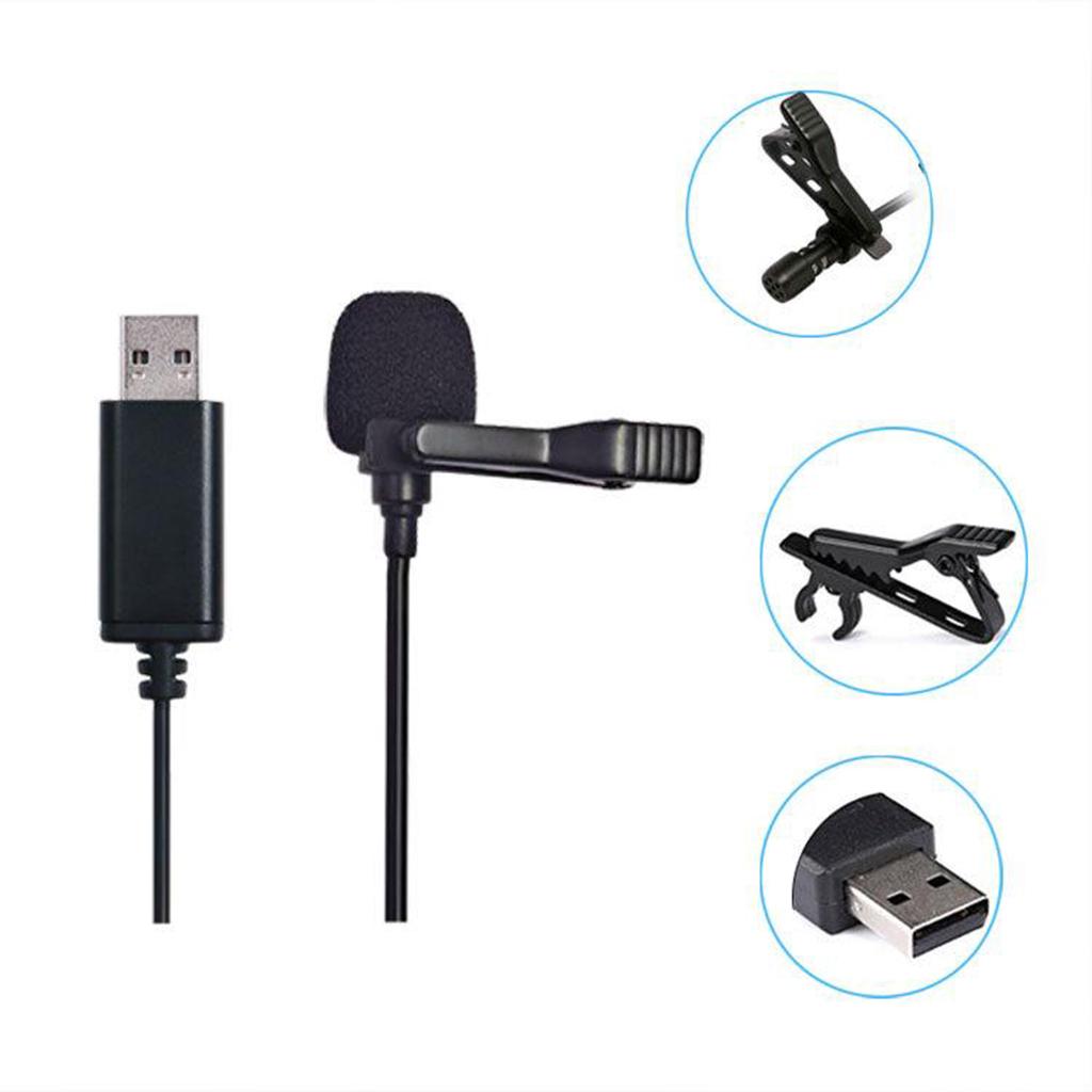 USB External Microphone W/ Collar Clip Mic & Cable for Smartphone Laptop PC