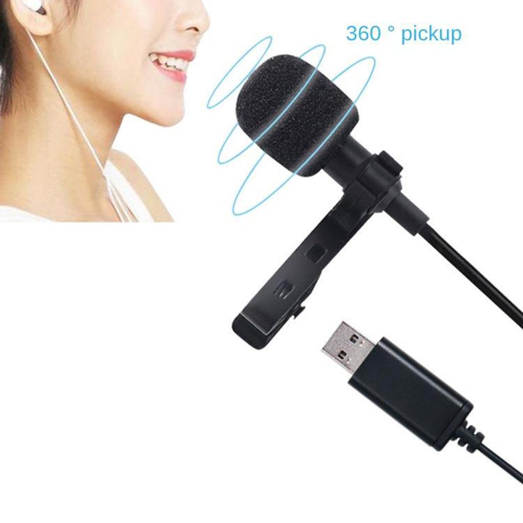 USB External Microphone W/ Collar Clip Mic & Cable for Smartphone Laptop PC
