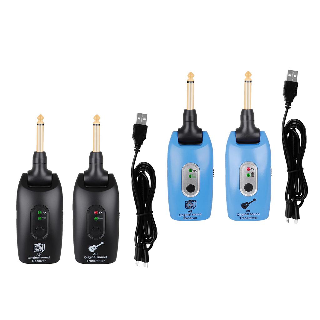 2.4GHZ Wireless Guitar System Transmitter Receiver Pickup Amplifier Black