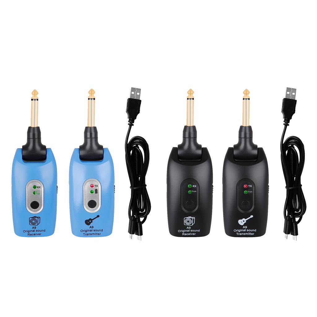 2.4GHZ Wireless Guitar System Transmitter Receiver Pickup Amplifier Black