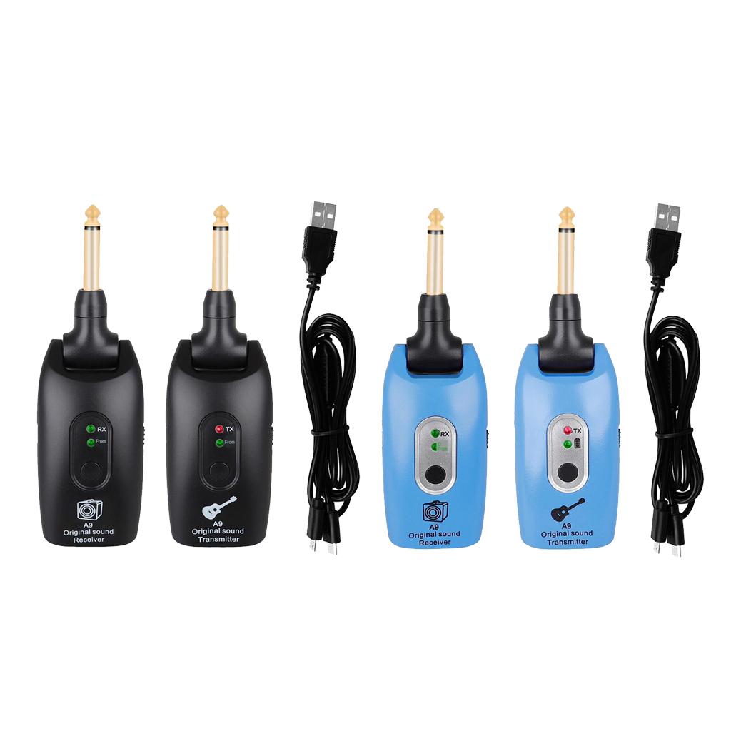 2.4GHZ Wireless Guitar System Transmitter Receiver Pickup Amplifier Black