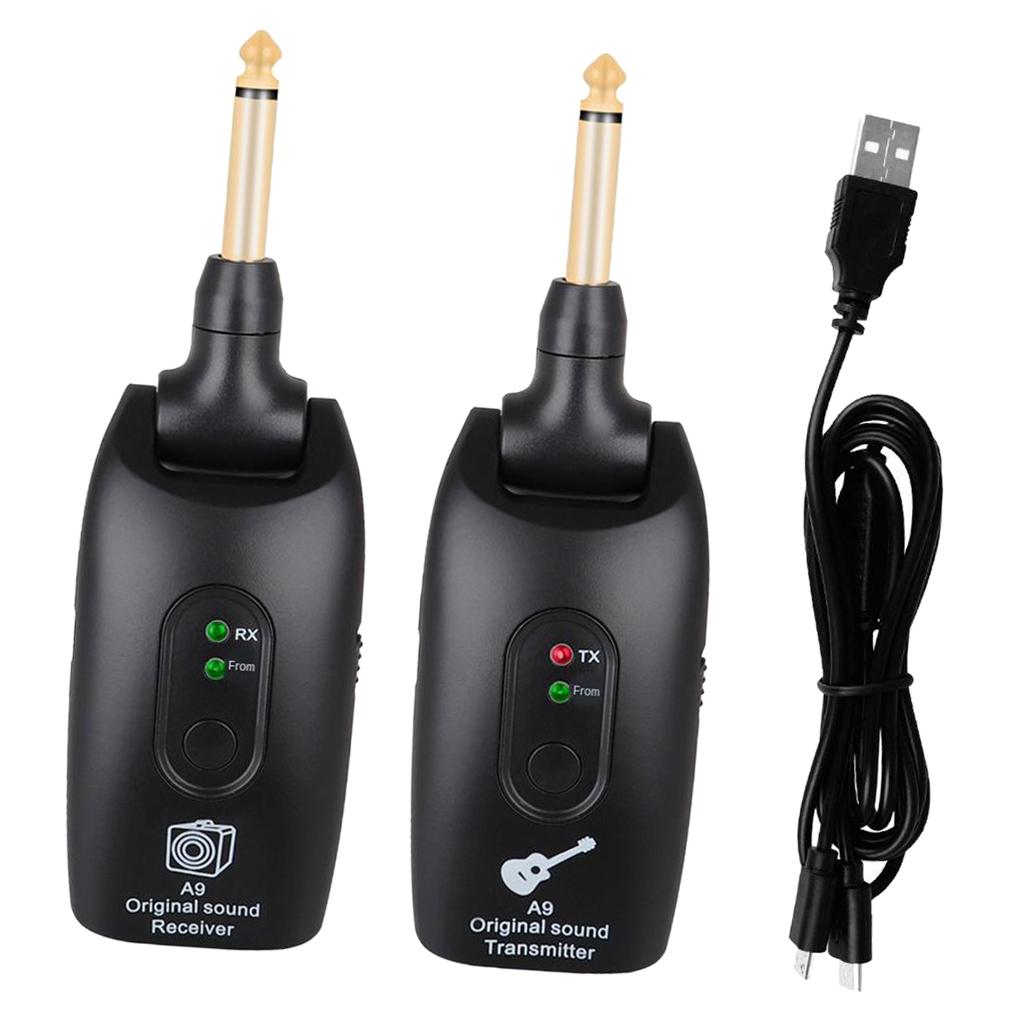 2.4GHZ Wireless Guitar System Transmitter Receiver Pickup Amplifier Black