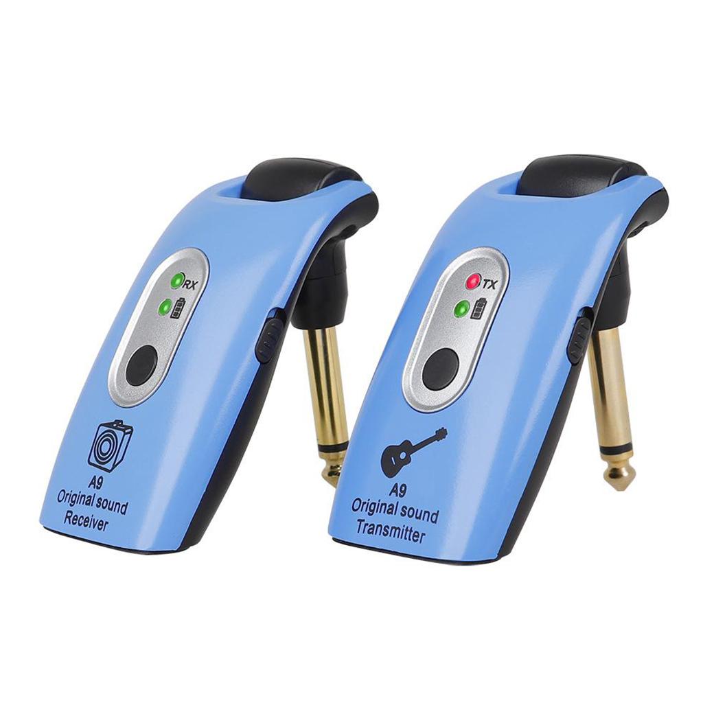 2.4GHZ Wireless Guitar System Transmitter Receiver Pickup Amplifier Blue