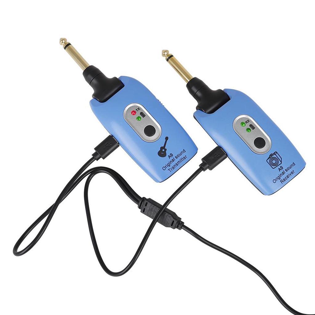 2.4GHZ Wireless Guitar System Transmitter Receiver Pickup Amplifier Blue