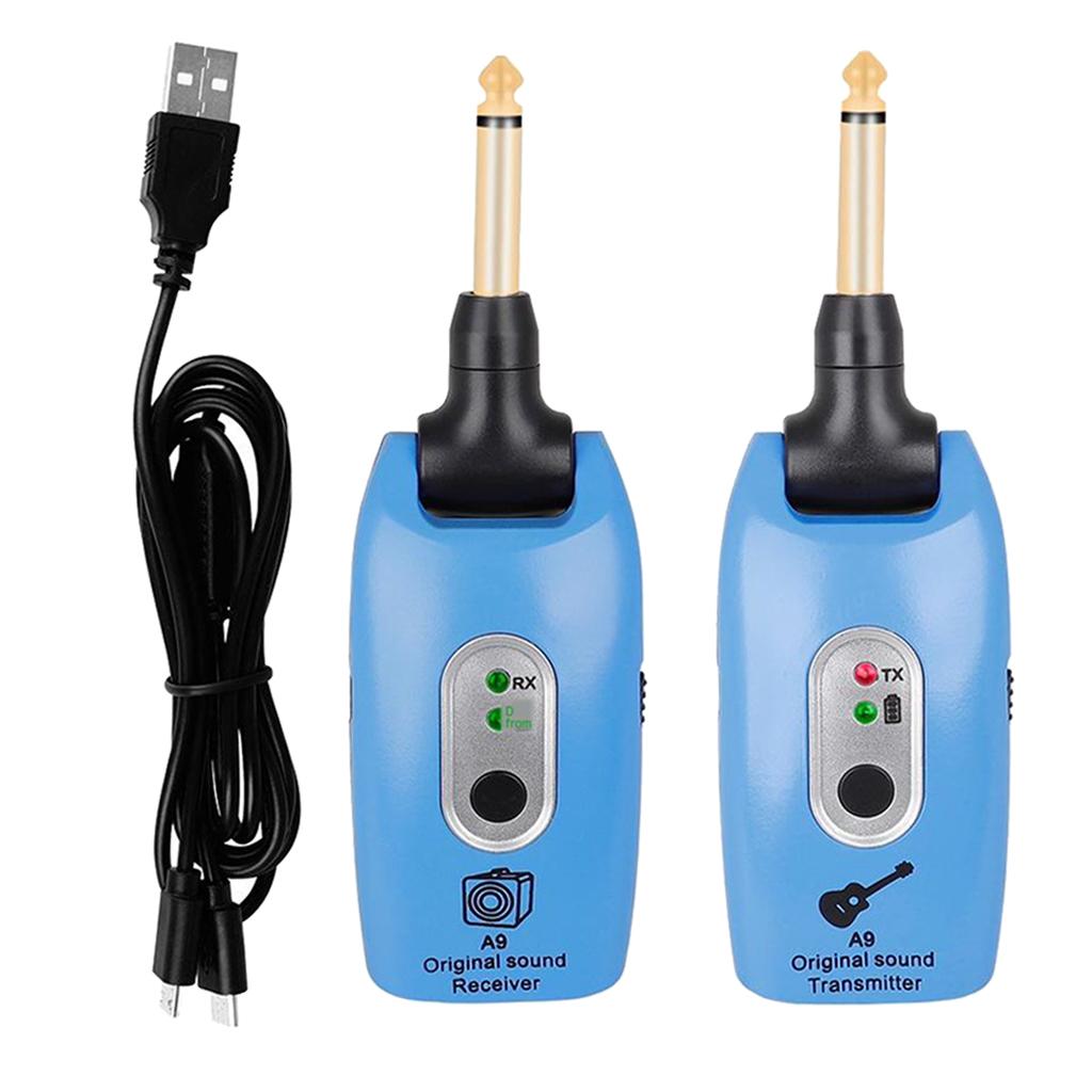2.4GHZ Wireless Guitar System Transmitter Receiver Pickup Amplifier Blue