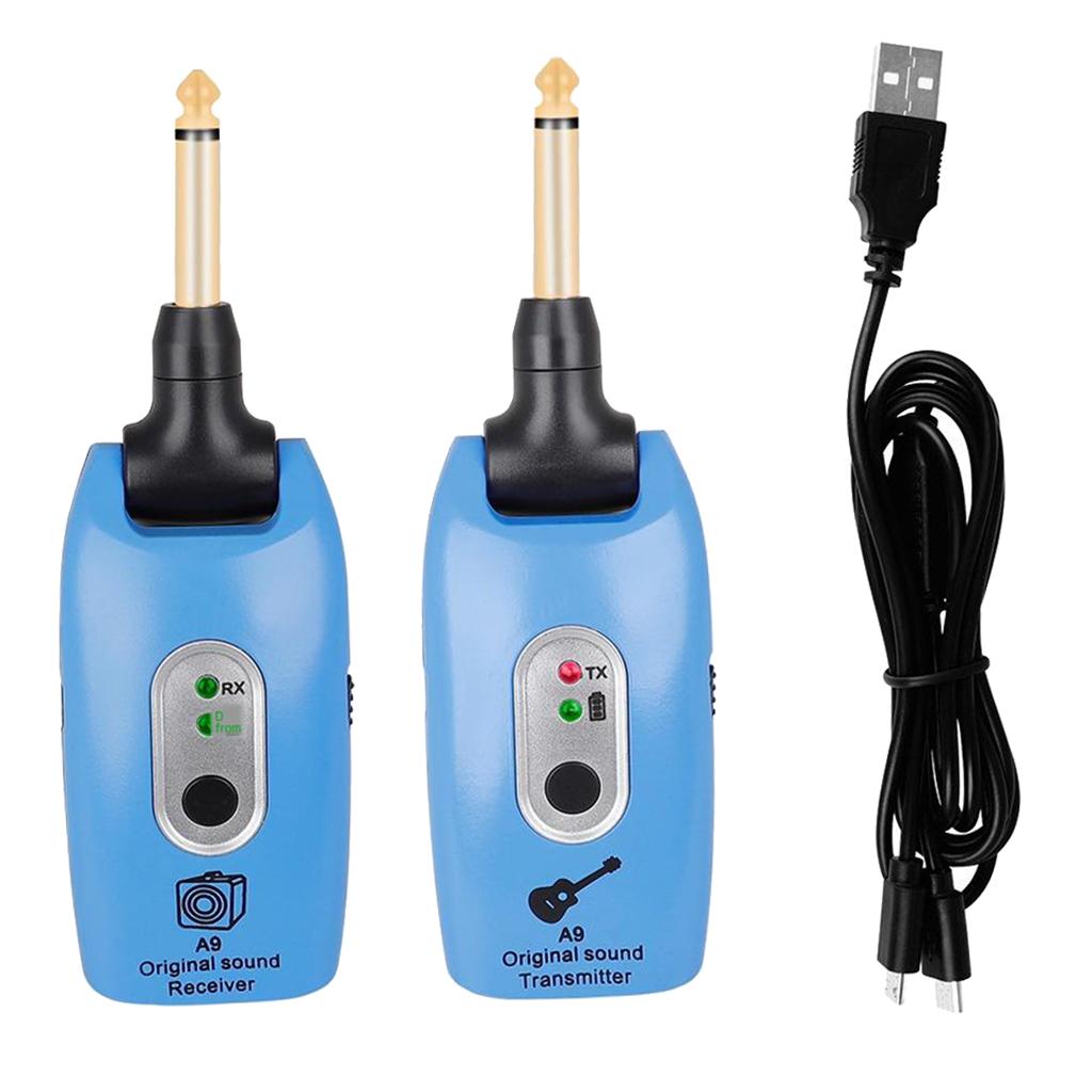 2.4GHZ Wireless Guitar System Transmitter Receiver Pickup Amplifier Blue