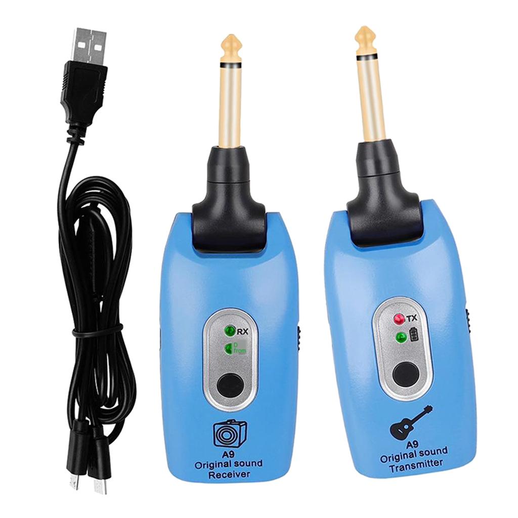 2.4GHZ Wireless Guitar System Transmitter Receiver Pickup Amplifier Blue