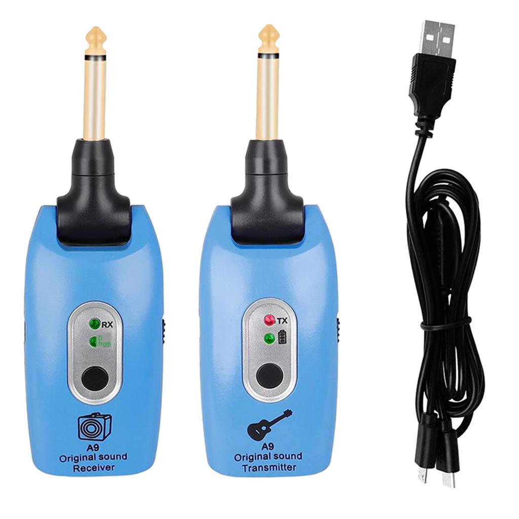 2.4GHZ Wireless Guitar System Transmitter Receiver Pickup Amplifier Blue