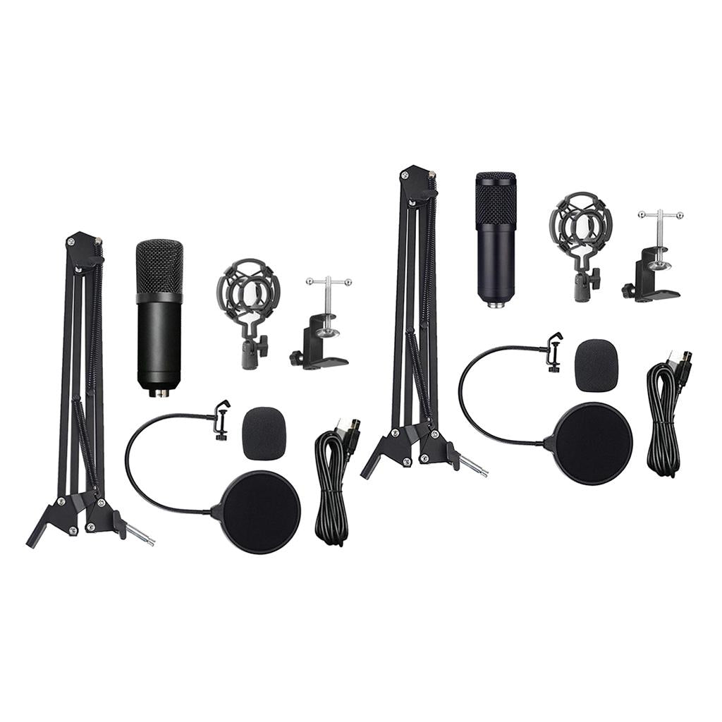 USB Wire Condenser Studio Mic with Stand Clip for PC Tablets round mesh head