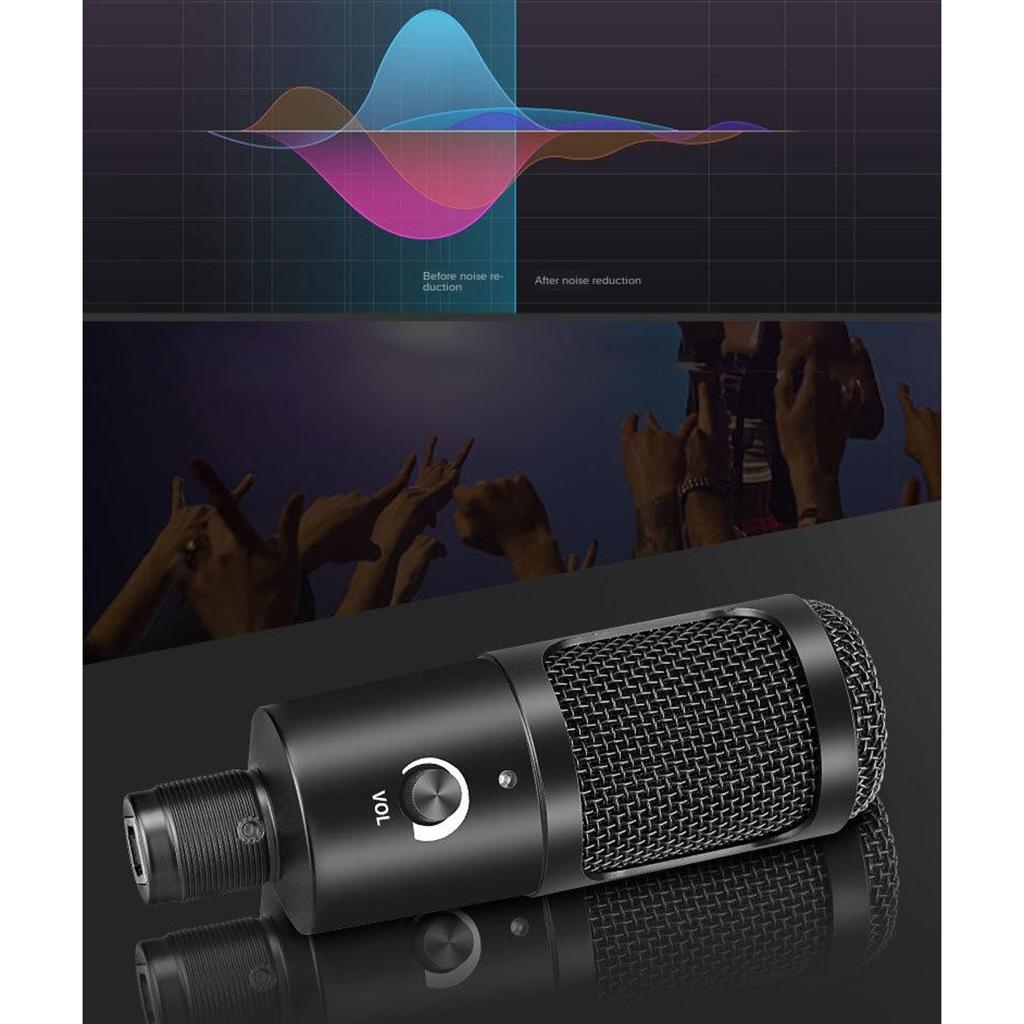 USB Studio Recording Microphone,Condenser Broadcast Mic w/ Stand Recording