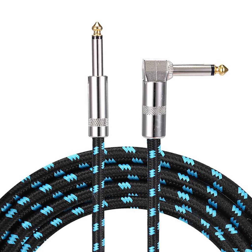1pc Bass Guitar Cable 3m Right Angle 1/4 Inch to Straight Effector