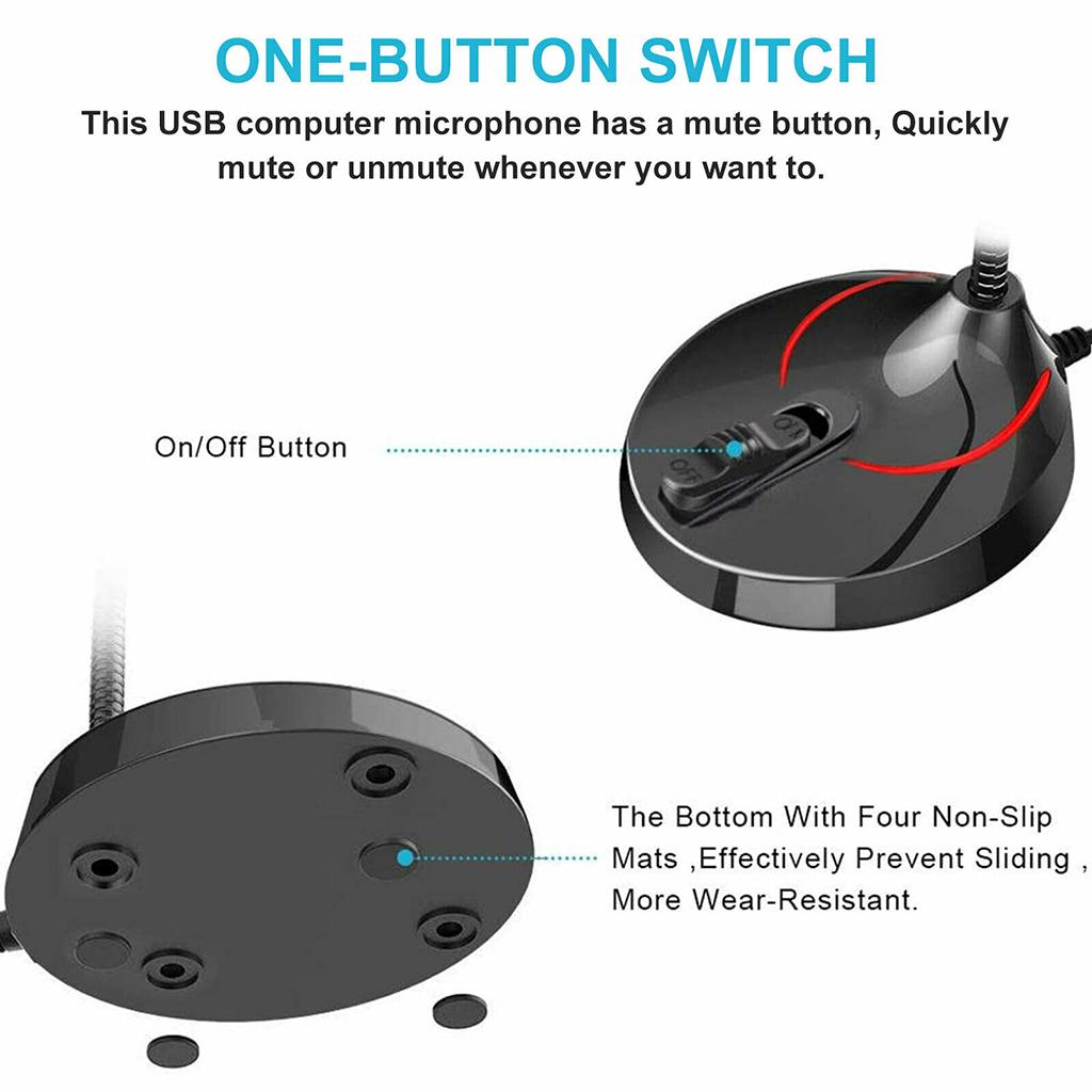 Audio USB Unidirectional Condenser USB Microphone Mic Stand for PC Laptop Gaming