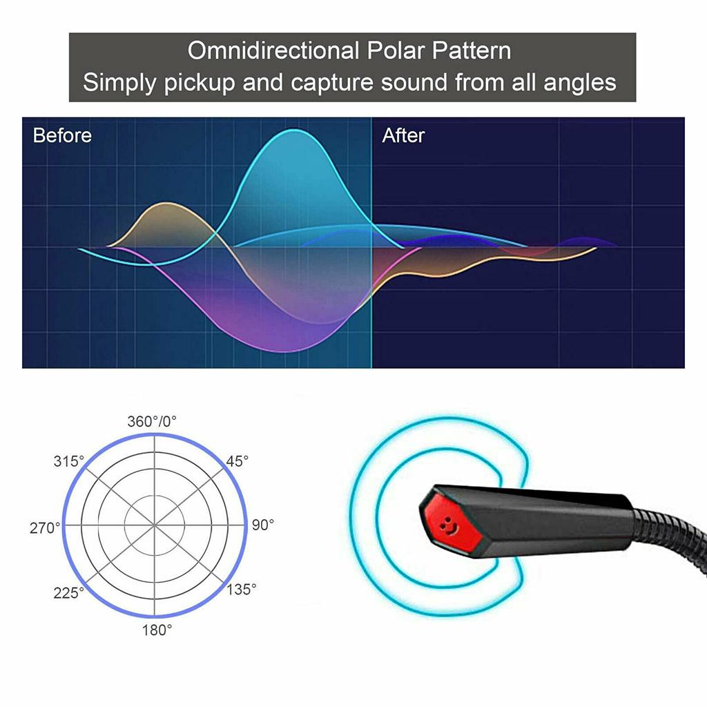 Audio USB Unidirectional Condenser USB Microphone Mic Stand for PC Laptop Gaming